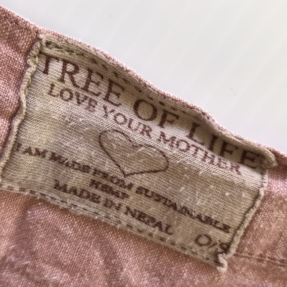 TREE OF LIFE womens 12 wrap skirt dusty pink hemp slubbed fabric made in Nepal - Picture 6 of 12